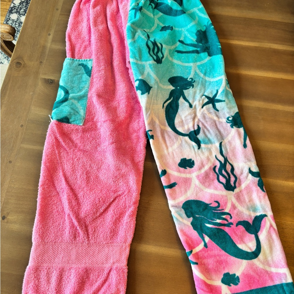 Mermaid Print Kids Towel Pants - Pink and Blue Sz XL